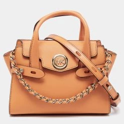 Michael Kors Caramel Brown Leather Carmen Satchel For Women