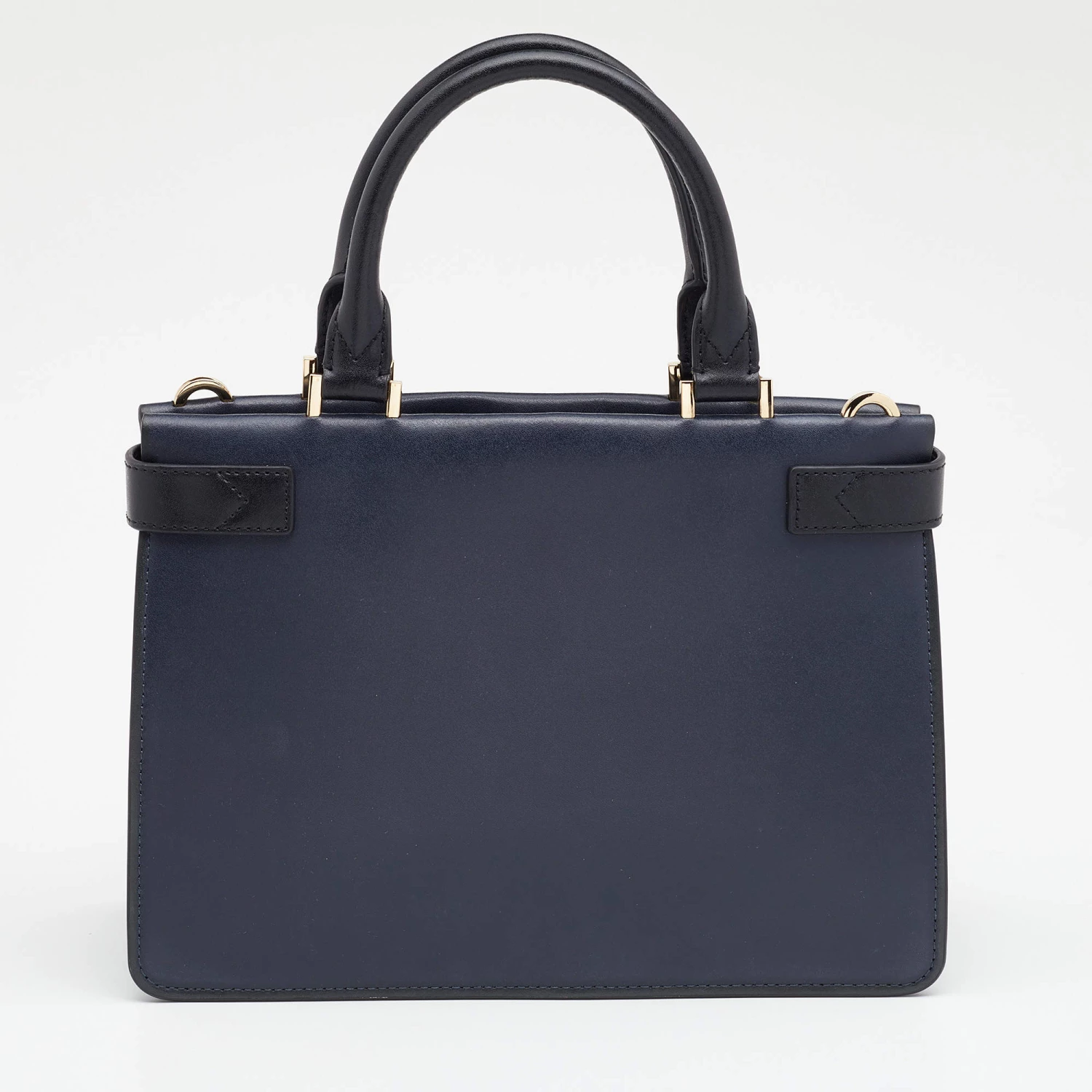 Michael Kors Navy Blue/Black Leather Small Tatiana Satchel For Women - Image 4