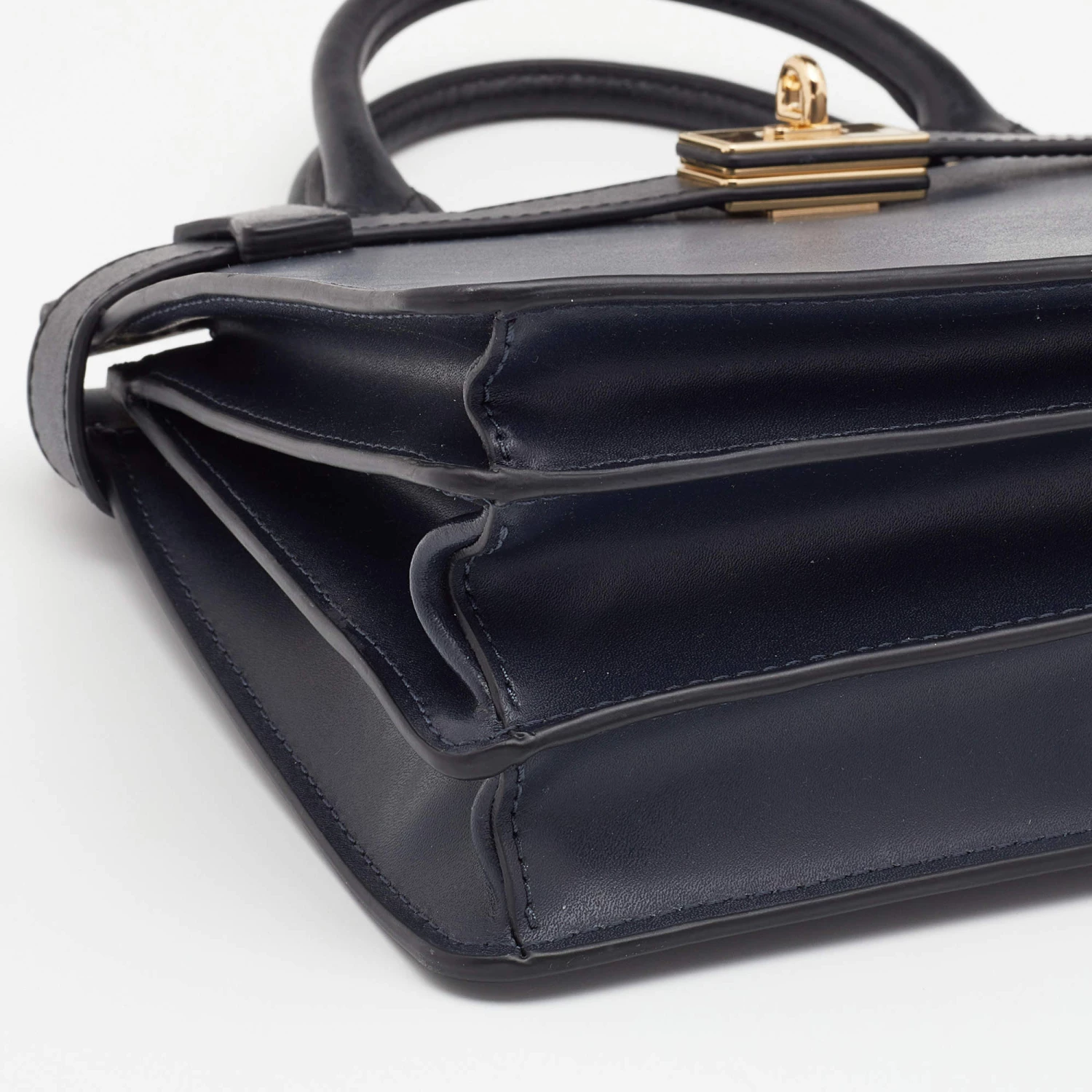 Michael Kors Navy Blue/Black Leather Small Tatiana Satchel For Women - Image 10