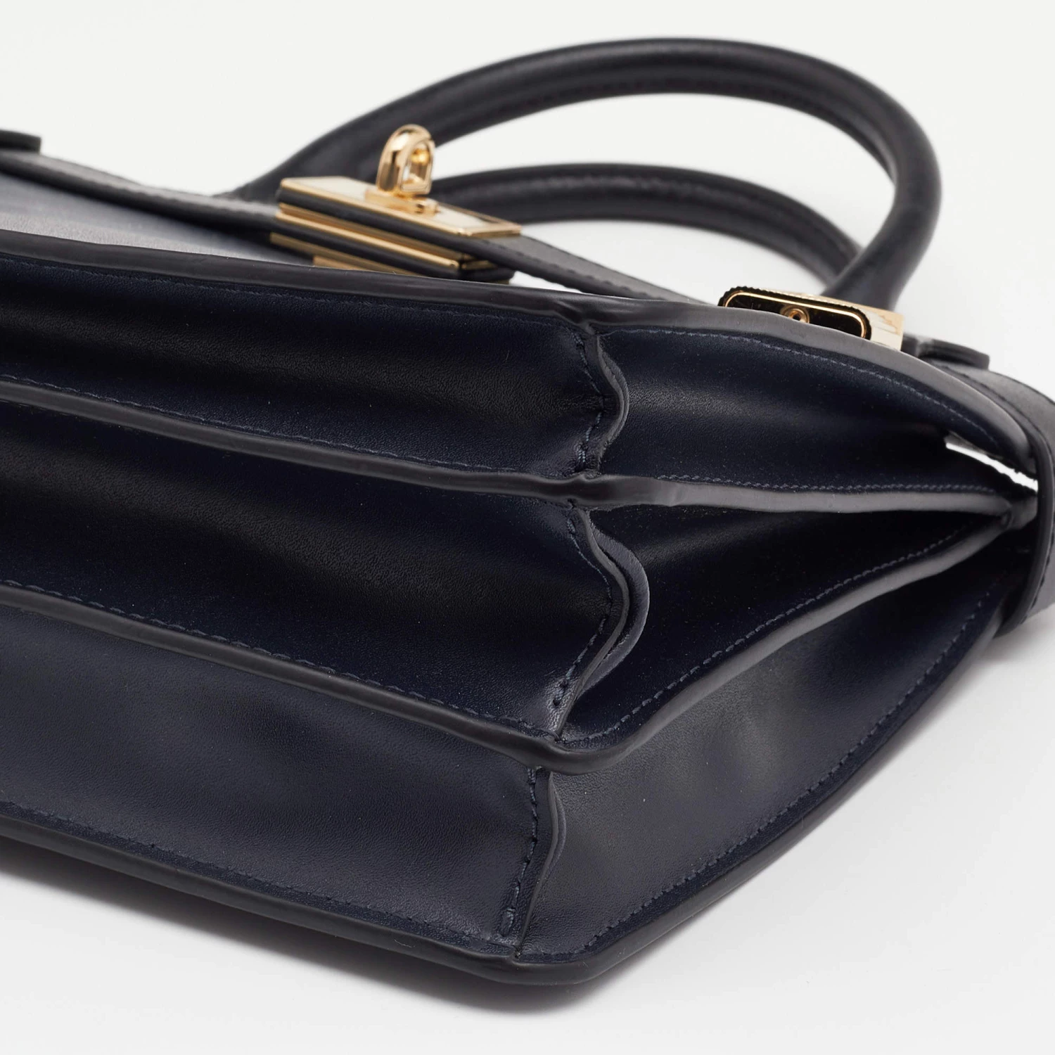 Michael Kors Navy Blue/Black Leather Small Tatiana Satchel For Women - Image 11