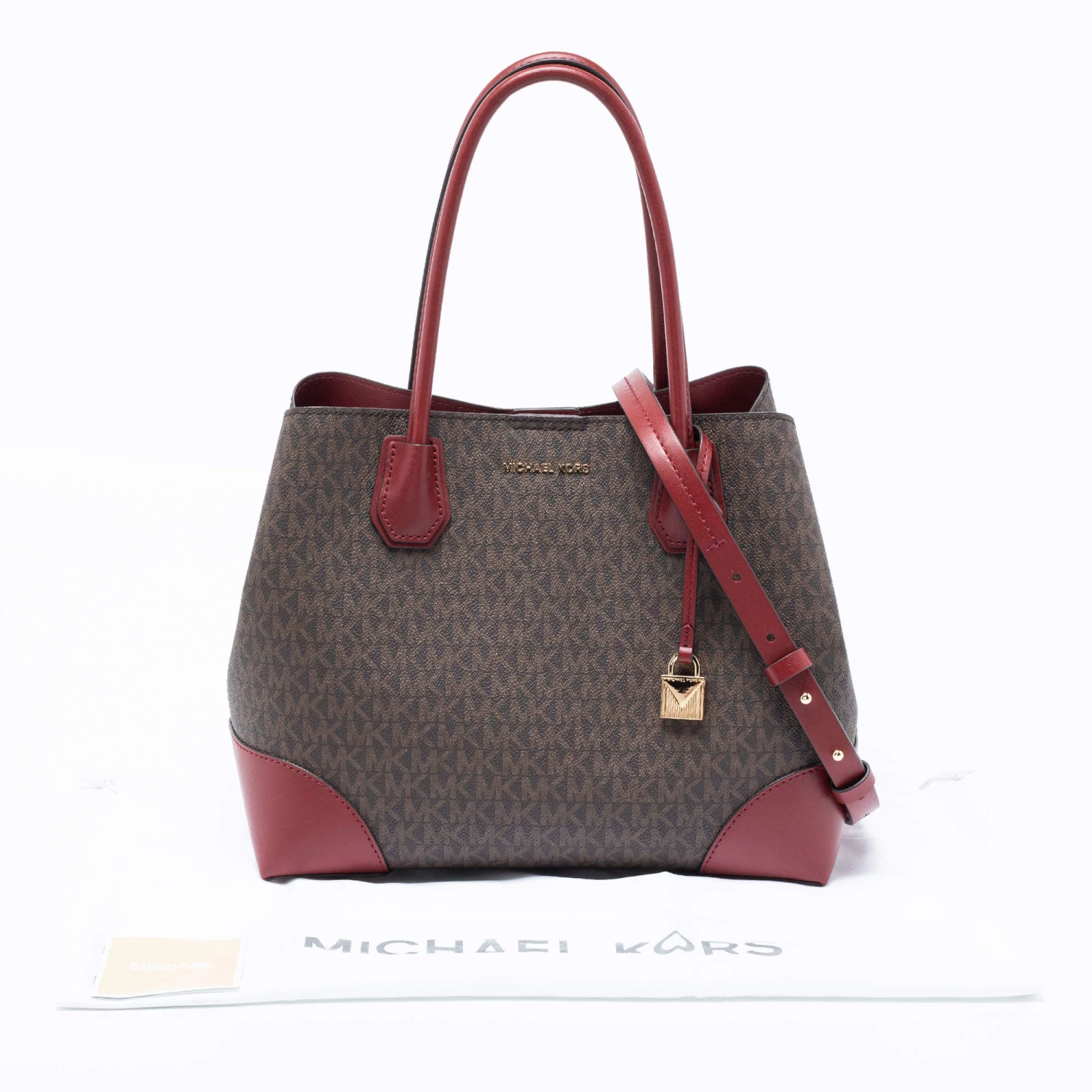 Michael Kors Brown Signature Coated Canvas And Leather Mercer Gallery Satchel For Women - Image 12