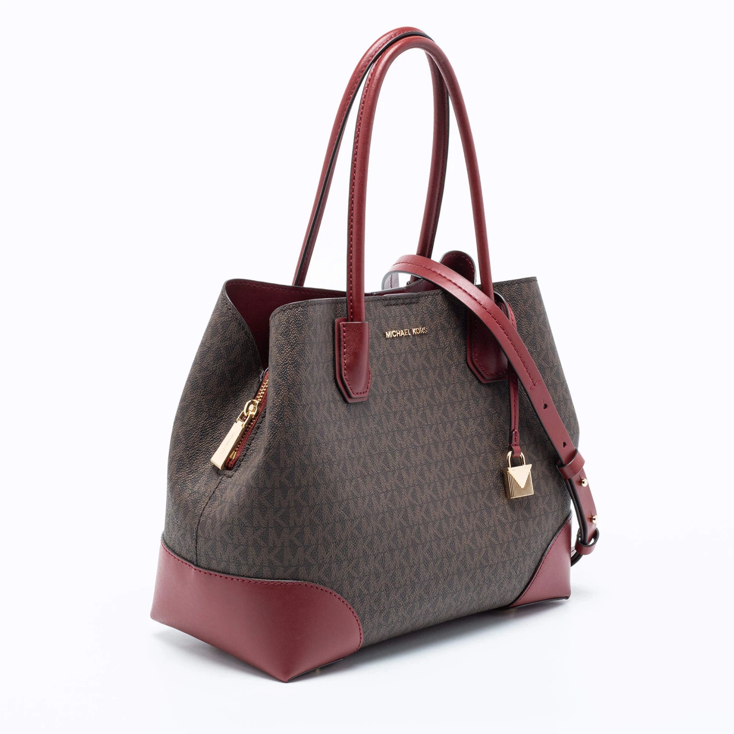 Michael Kors Brown Signature Coated Canvas And Leather Mercer Gallery Satchel For Women - Image 3