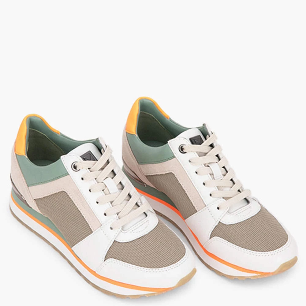 Michael Kors Beige Leather And Mesh Billie Trainer Sneakers Size EU 37 For Women - Image 2