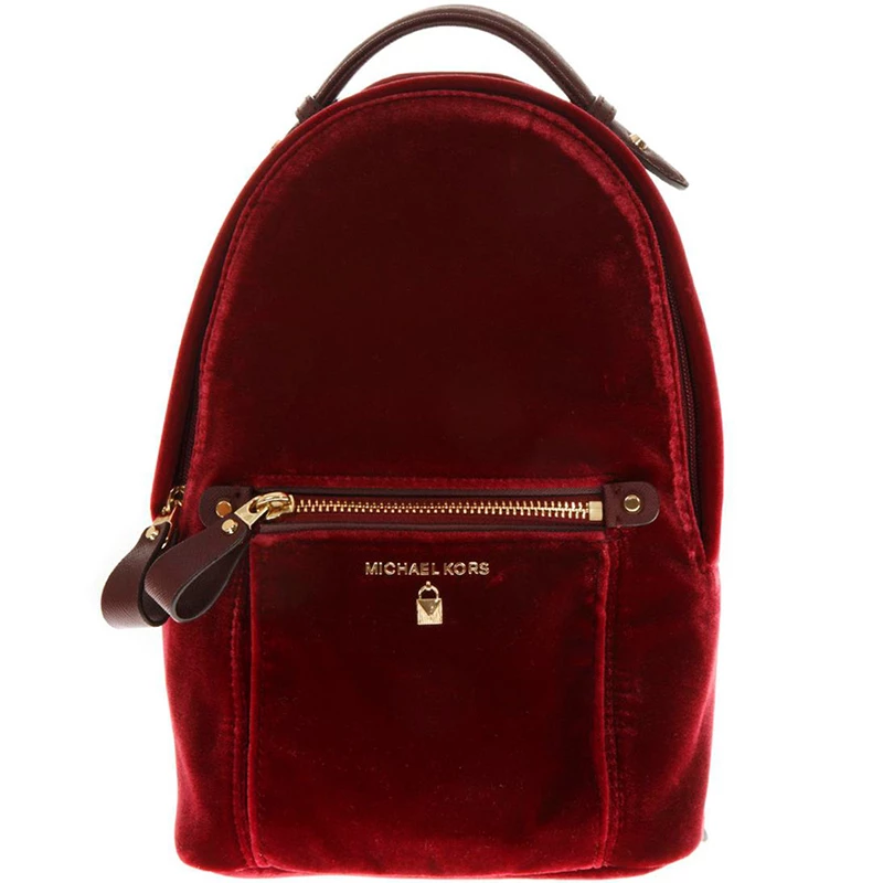 Michael Kors Marroon Velvet Mini Kelsey Backpack For Women