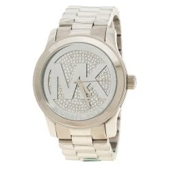 Michael Kors Silver Stainless Steel Runway Crystal Pave MK5544 Women's Wristwatch 45 Mm For Women