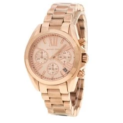 Michael Kors Rose Gold Plated Steel Bradshaw Chronograph MK5799 Women's Wristwatch 37 Mm For Women
