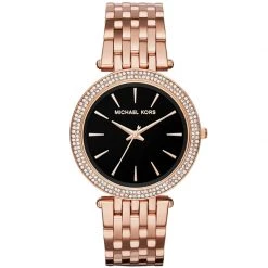 Michael Kors Black Rose Gold Plated Steel Darci MK3402 Women's Wristwatch 39MM For Women