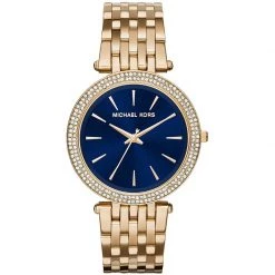 Michael Kors Blue Yellow Gold Plated Steel Darci MK3406 Women's Wristwatch 39MM For Women