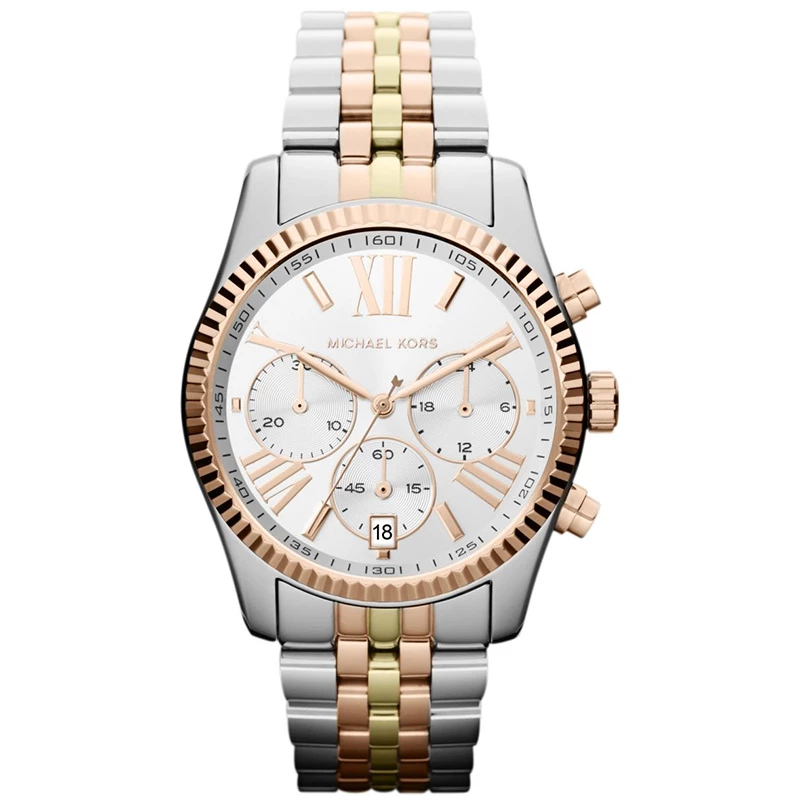 Michael Kors White Yellow Gold Plated Steel Lexington MK5735 Women's Wristwatch 38MM For Women