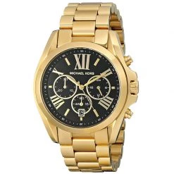 Michael Kors Black Yellow Gold Plated Steel Bradshaw MK5739 Women's Wristwatch 43MM For Women