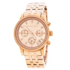Michael Kors Rose Gold Plated Stainless Steel Ritz MK6077 Women's Wristwatch 37 Mm For Women