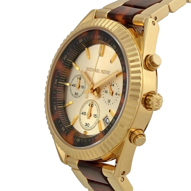 Michael Kors Champagne And Brown Gold-Plated Stainless Steel Clarkson MK5963 Women's Wristwatch 41MM For Women - Image 2