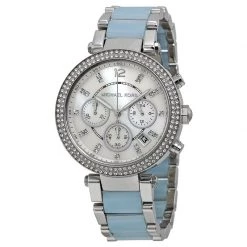 Michael Kors Silver Stainless Steel Crystal Parker MK6138 Women's Wristwatch 39MM For Women