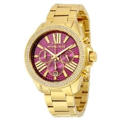 Michael Kors Purple Gold-Plated Stainless Steel Wren MK6290 Women's Wristwatch 42MM For Women