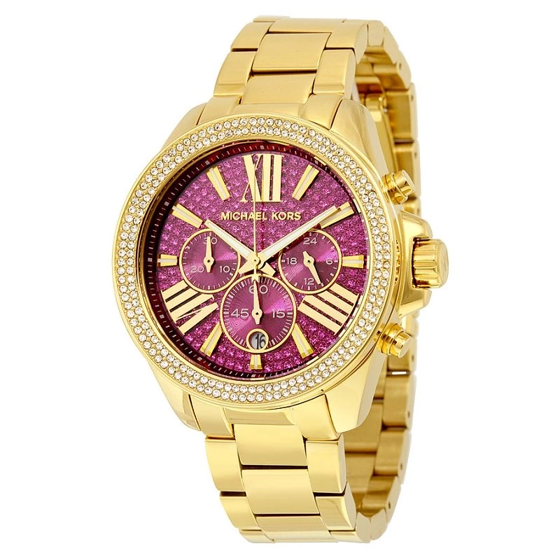 Michael Kors Purple Gold-Plated Stainless Steel Wren MK6290 Women's Wristwatch 42MM For Women