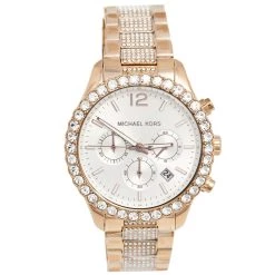 Michael Kors Silver Rose Gold Plated Stainless Steel MK-6791 Women's Wristwatch 42 Mm For Women