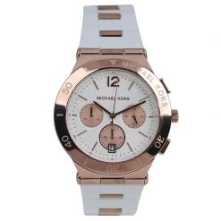 Michael Kors White Gold-Plated Stainless Steel Wyatt MK5935 Unisex Wristwatch 40MM For Women
