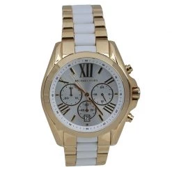 Michael Kors Silver Gold-Plated Stainless Steel Bradshaw MK5743 Women's Wristwatch 43MM For Women