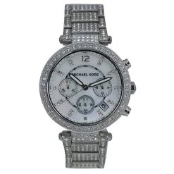 Michael Kors Silver Stainless Steel Crystal Parker MK5572 Women's Wristwatch 39MM For Women