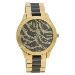 Michael Kors Zebra Pattern Stainless Steel Slim Runway MK3315 Women's Wristwatch 41MM For Women