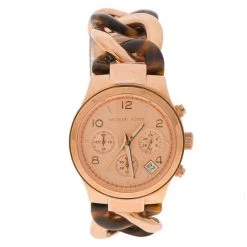 Michael Kors Rose Gold Tone Stainless Steel Runway MK4269 Women's Wristwatch 38MM For Women