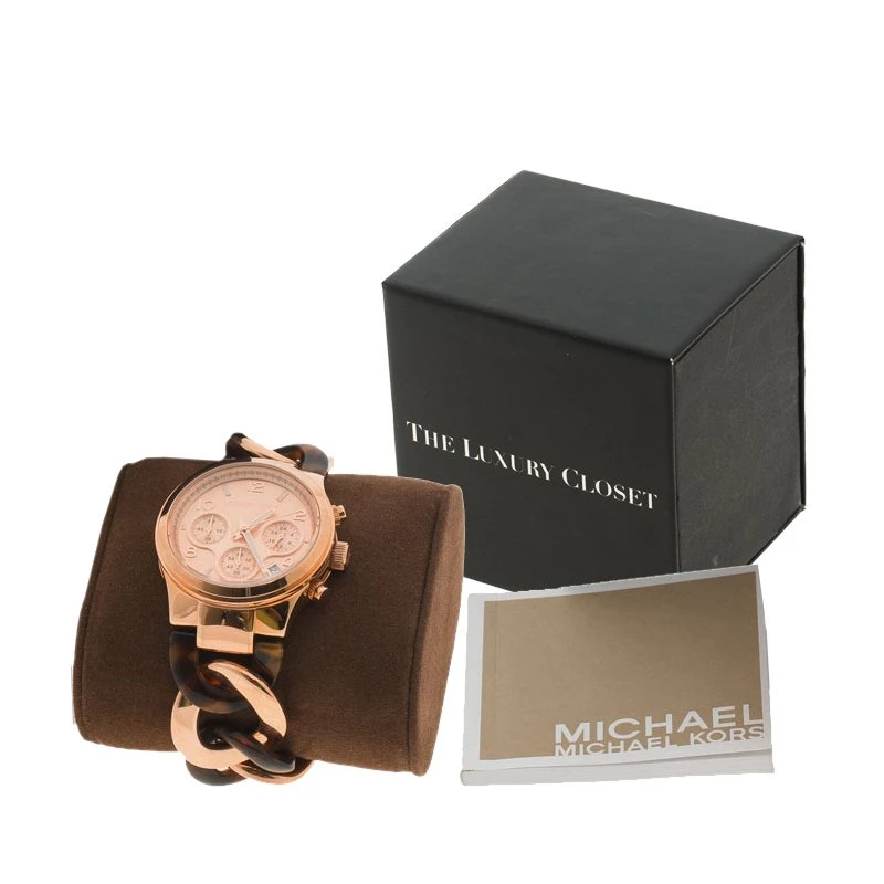 Michael Kors Rose Gold Tone Stainless Steel Runway MK4269 Women's Wristwatch 38MM For Women - Image 6