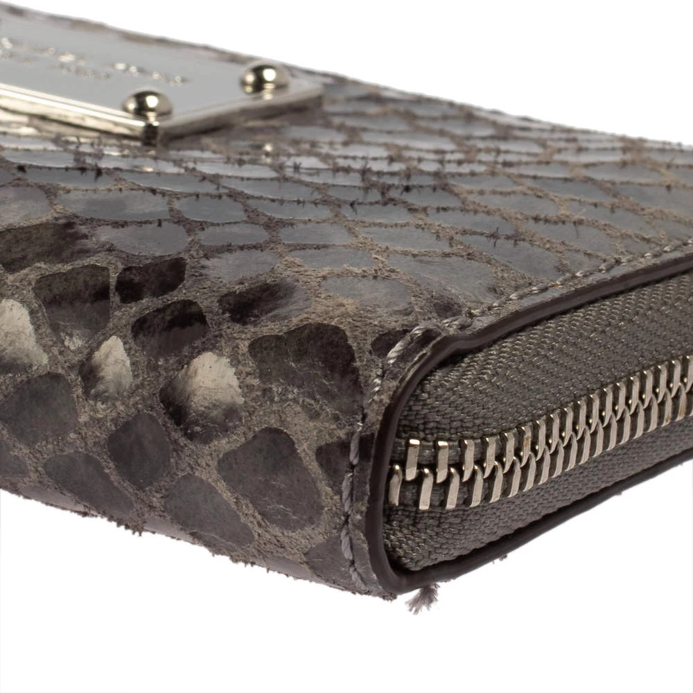 Michael Kors Grey Python Embossed Leather Multi Function Wristlet Phone Case For Women - Image 9