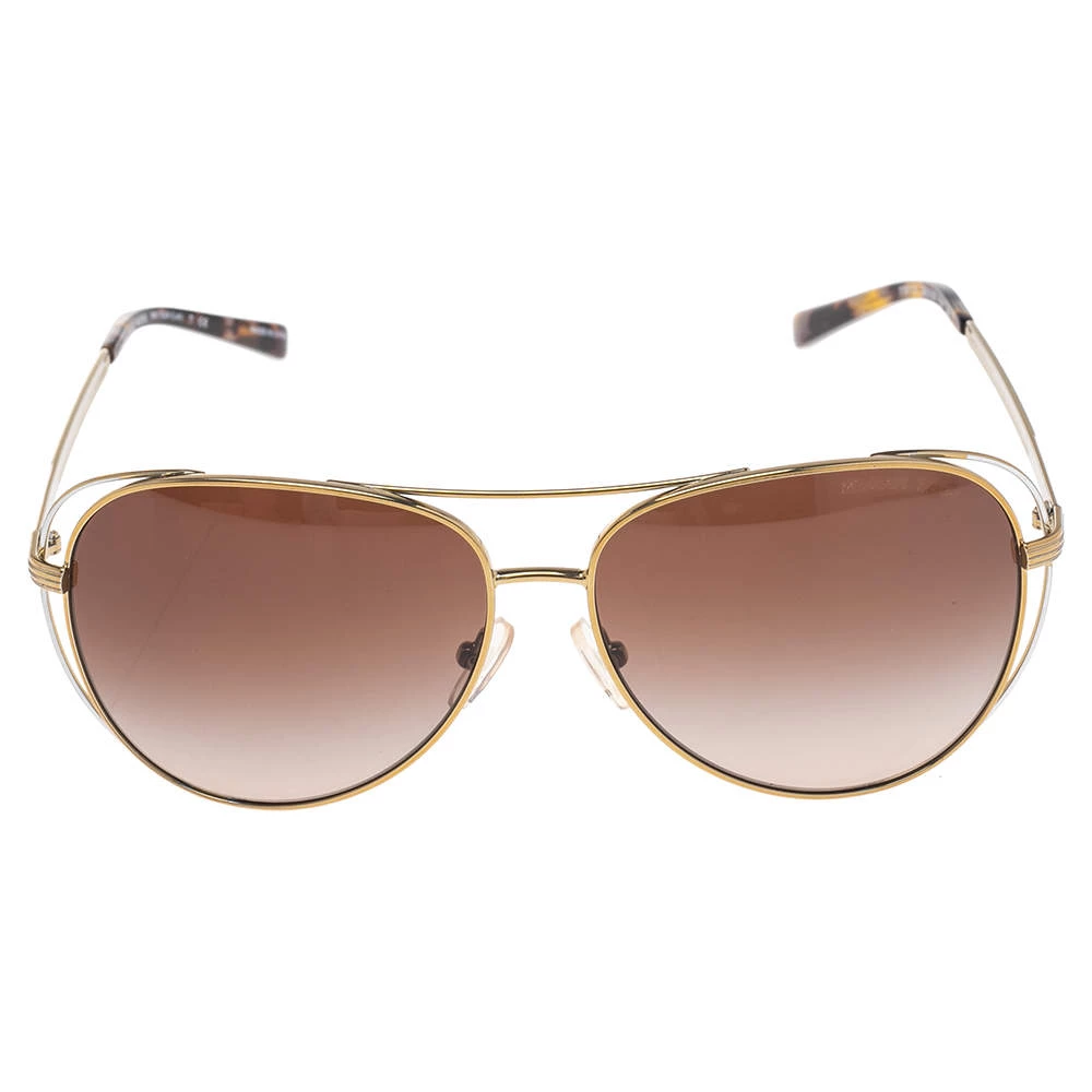 Michael Kors Gold Tone/Brown Gradient 119113 Aviator Sunglasses For Women - Image 2