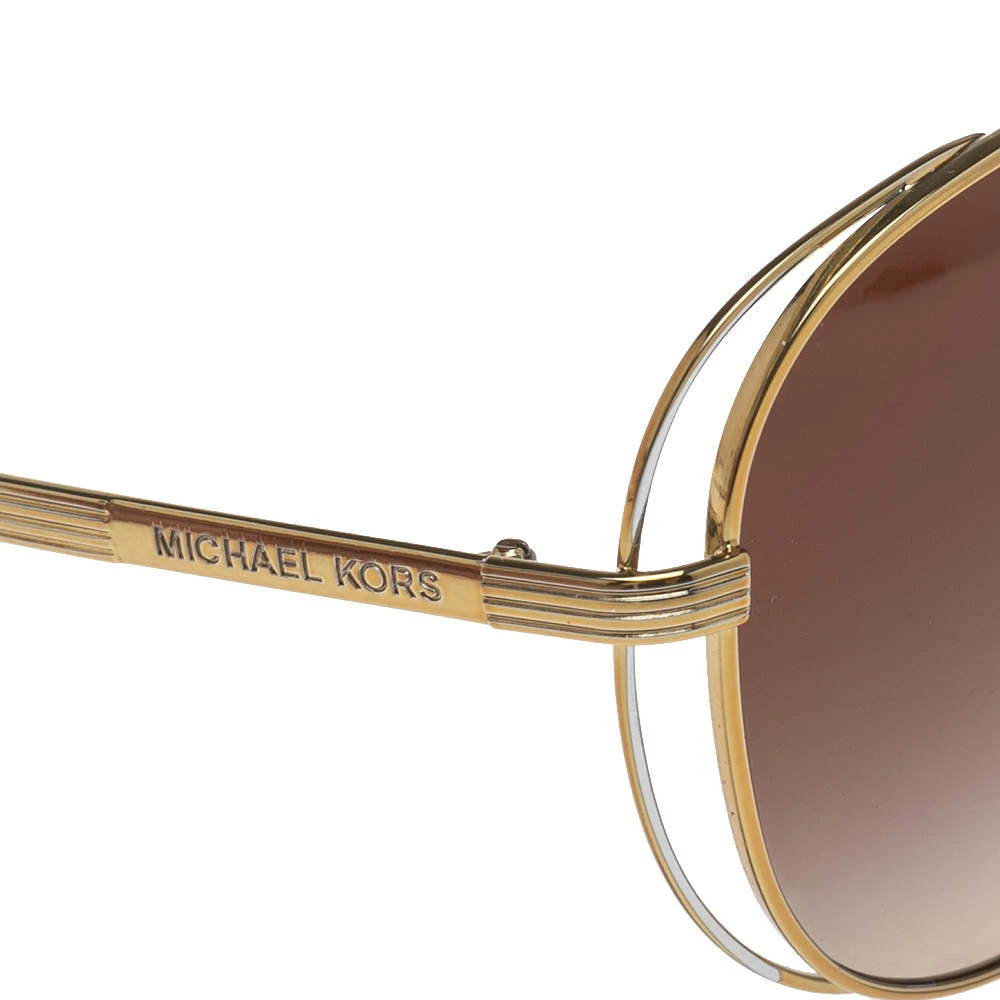 Michael Kors Gold Tone/Brown Gradient 119113 Aviator Sunglasses For Women - Image 4