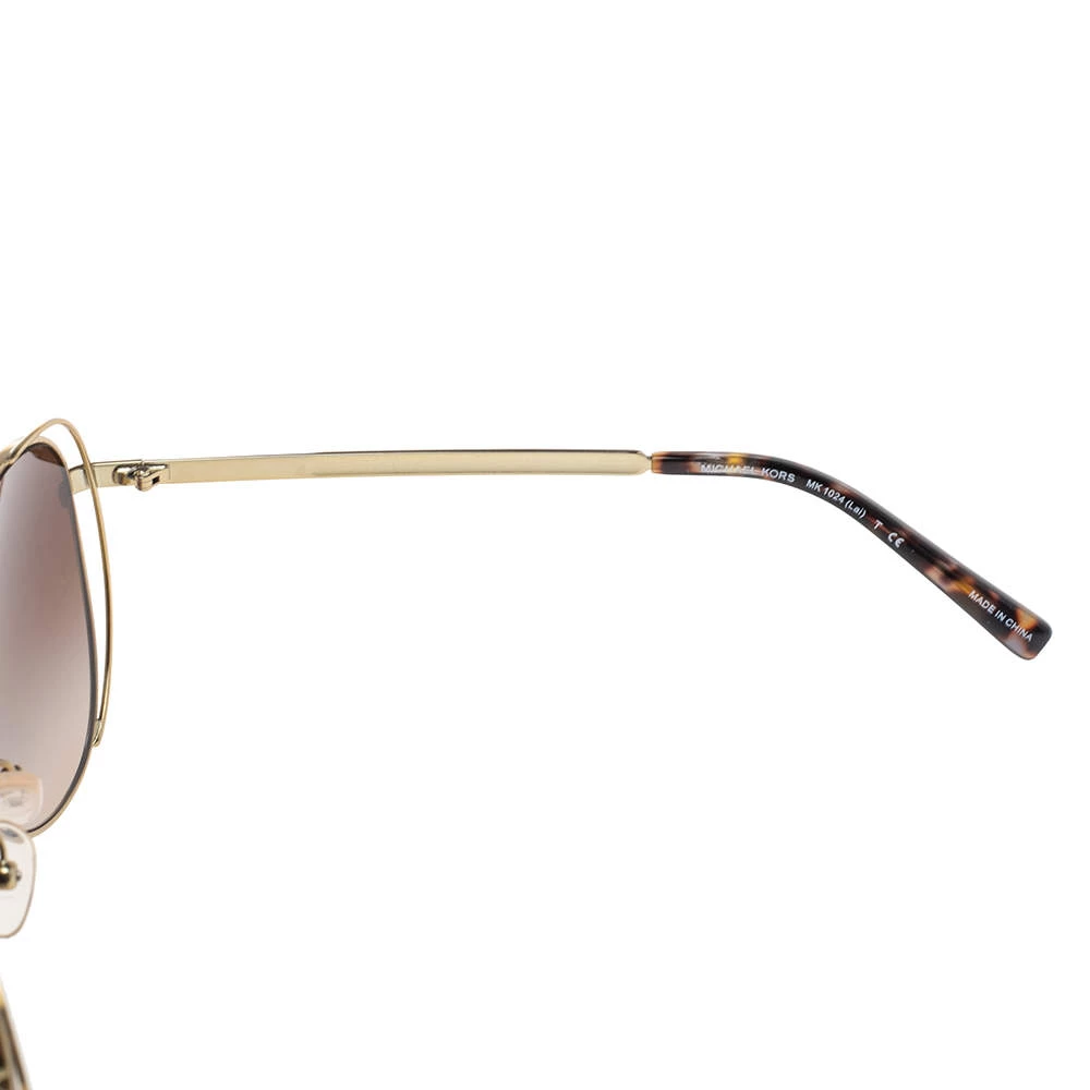 Michael Kors Gold Tone/Brown Gradient 119113 Aviator Sunglasses For Women - Image 6