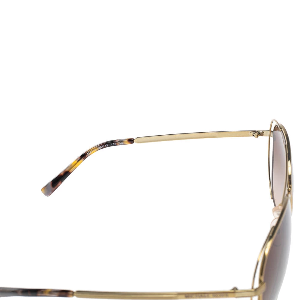 Michael Kors Gold Tone/Brown Gradient 119113 Aviator Sunglasses For Women - Image 5