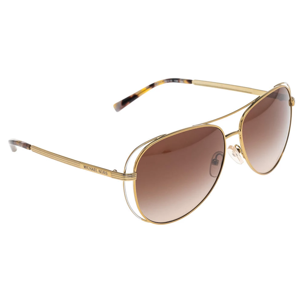 Michael Kors Gold Tone/Brown Gradient 119113 Aviator Sunglasses For Women