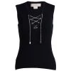 Michael Kors Black Rib Knit Chain Detail Sleeveless Top S For Women
