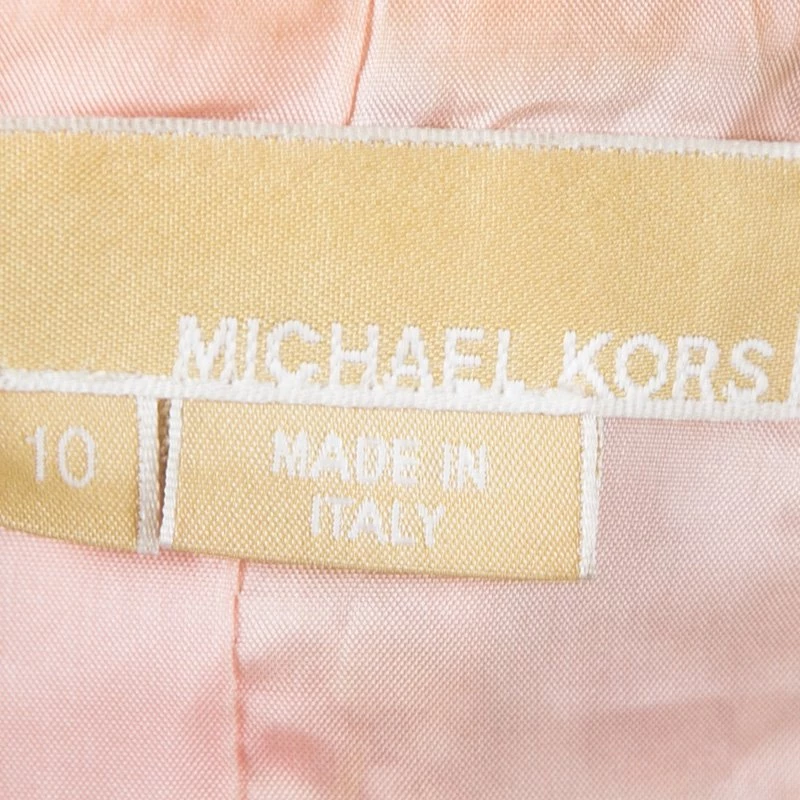 Michael Kors Pink Tweed Sequin Embellished Skirt Suit L For Women - Image 7