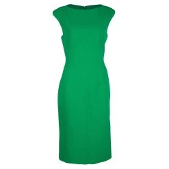 Michael Kors Green Wool Sleeveless Sheath Dress L For Women