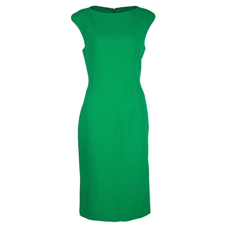 Michael Kors Green Wool Sleeveless Sheath Dress L For Women