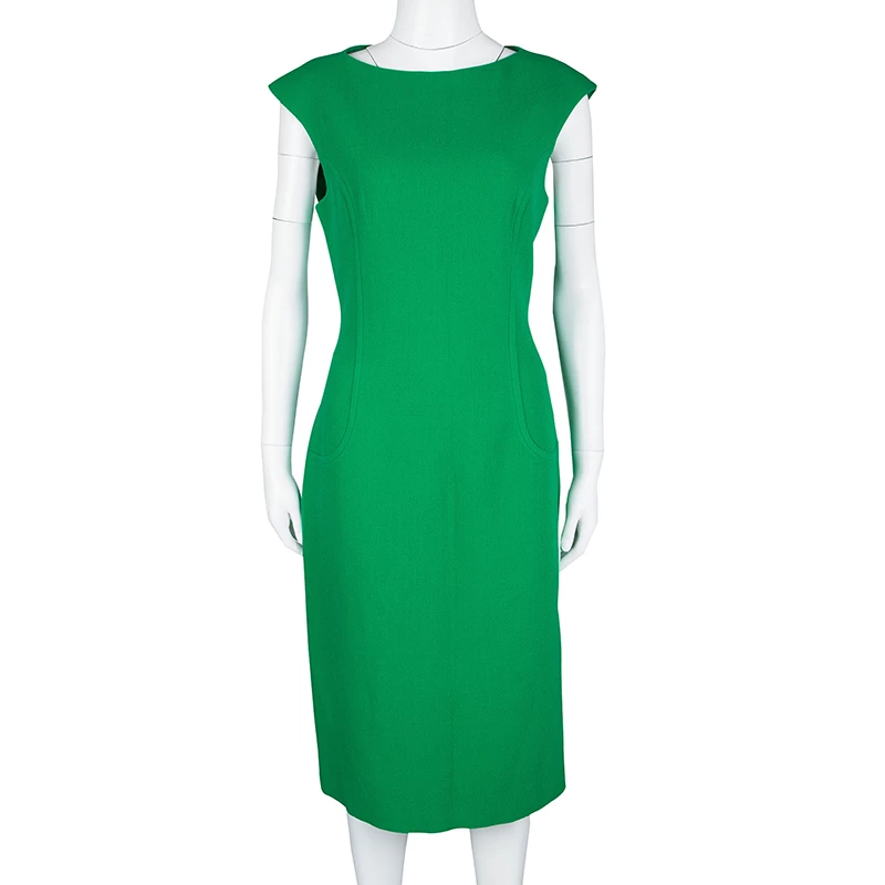 Michael Kors Green Wool Sleeveless Sheath Dress L For Women - Image 2