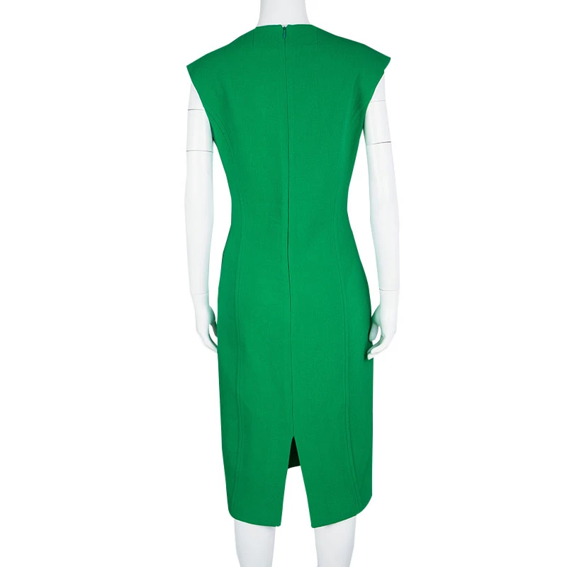 Michael Kors Green Wool Sleeveless Sheath Dress L For Women - Image 3