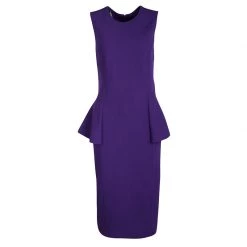 Michael Kors Grape Purple Wool Sleeveless Peplum Dress M For Women