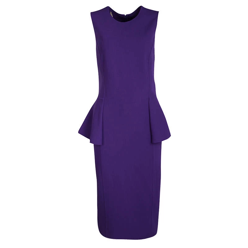 Michael Kors Grape Purple Wool Sleeveless Peplum Dress M For Women