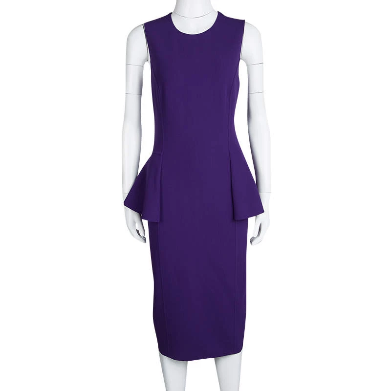 Michael Kors Grape Purple Wool Sleeveless Peplum Dress M For Women - Image 2