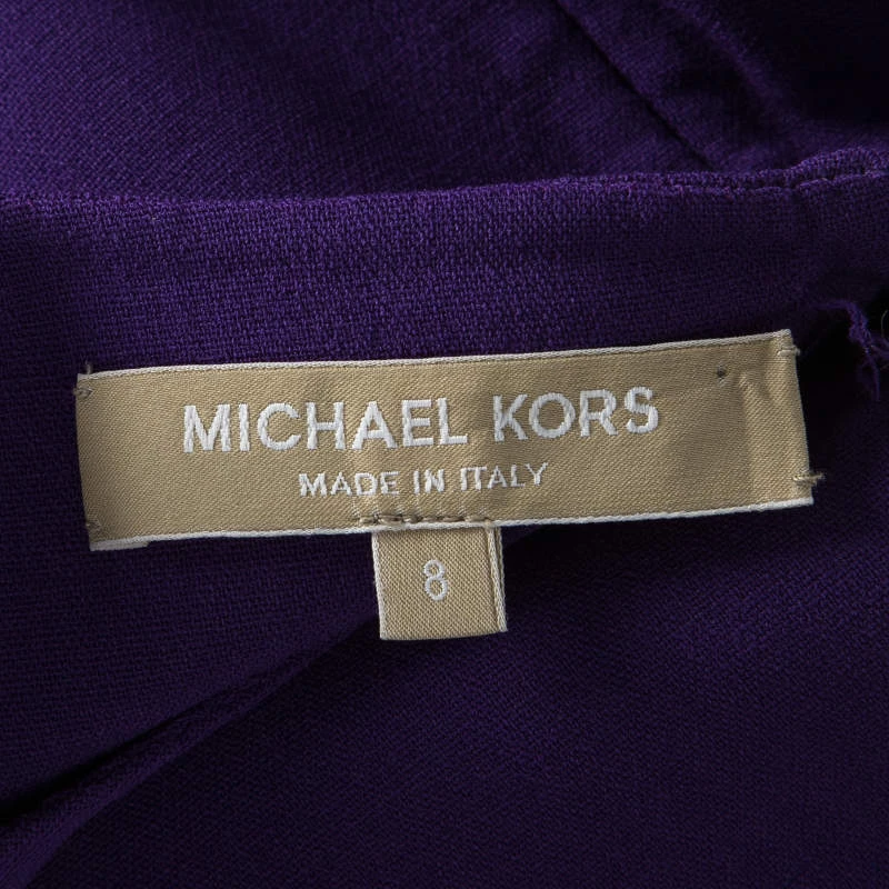 Michael Kors Grape Purple Wool Sleeveless Peplum Dress M For Women - Image 5