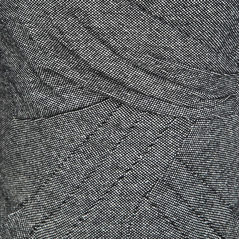 Michael Kors Monochrome Silk Wool Draped Neck Sleeveless Dress M For Women - Image 4