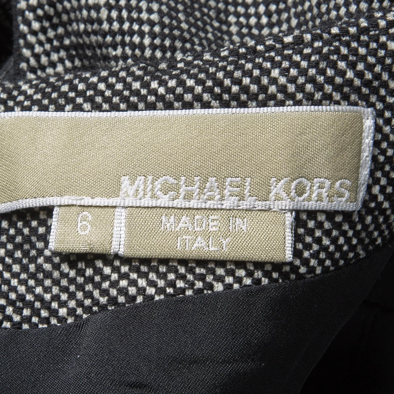 Michael Kors Monochrome Silk Wool Draped Neck Sleeveless Dress M For Women - Image 5