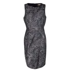 Michael Kors Grey Jacquard Sleeveless Sheath Dress L For Women