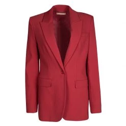 Michael Kors Crimson Red Wool Tailored Single Button Blazer S For Women