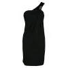 Michael Kors Black Draped Knit Metal Buckle Detail One Shoulder Dress XS For Women