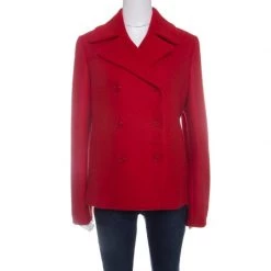 Michael Kors Red Wool Double Breasted Coat M For Women