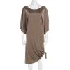 Michael Kors Truffle Brown Satin Tie Detail Dress L For Women