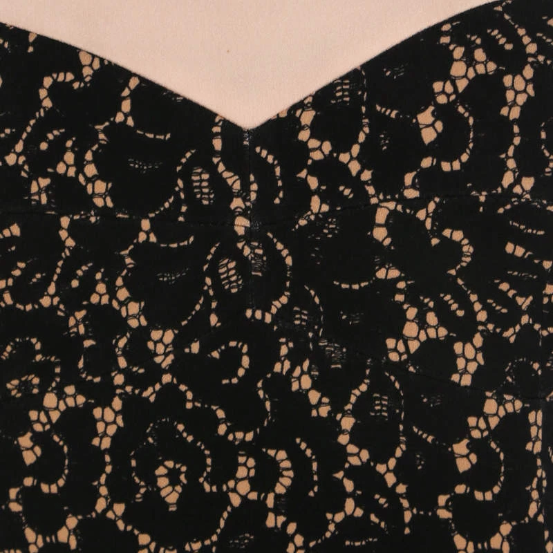 Michael Kors Black Lace Print Stretch Wool Crepe Dress M For Women - Image 4